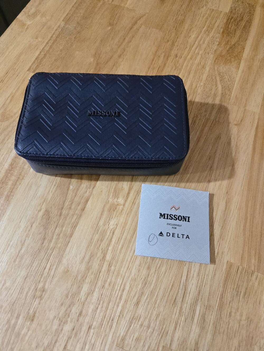Missoni Navy Chevron Embossed Zip Toiletry Case Delta Collaberation